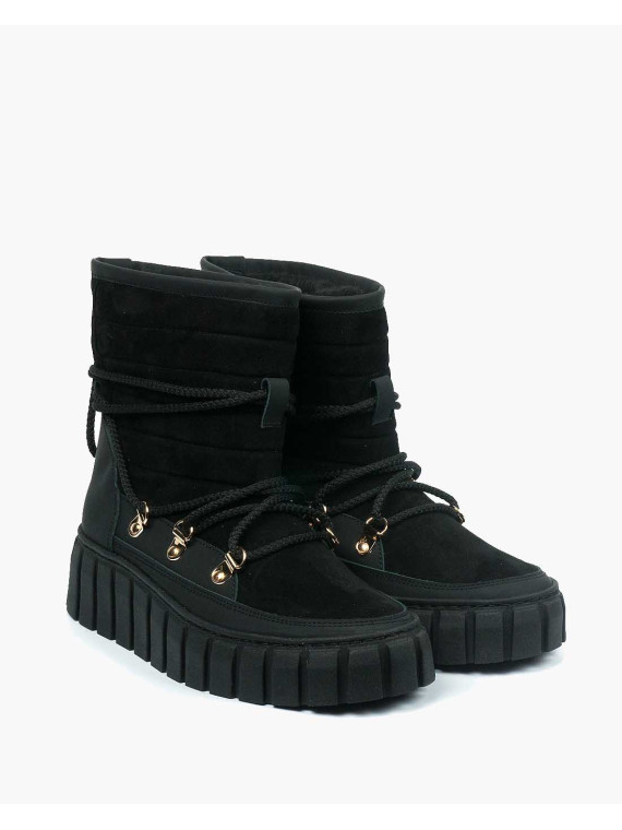 Czarne śniegowce damskie skórzane