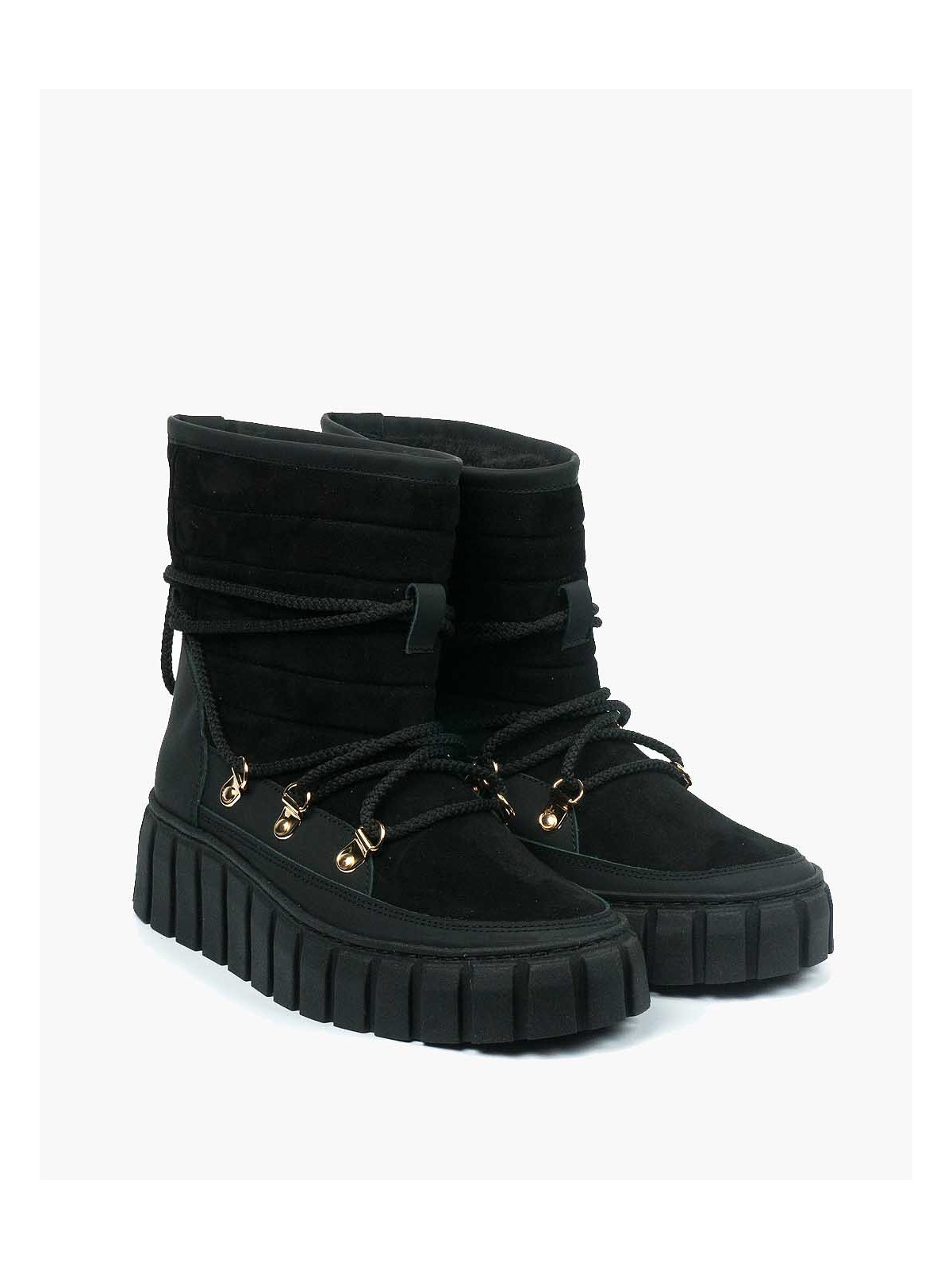 Czarne śniegowce damskie skórzane