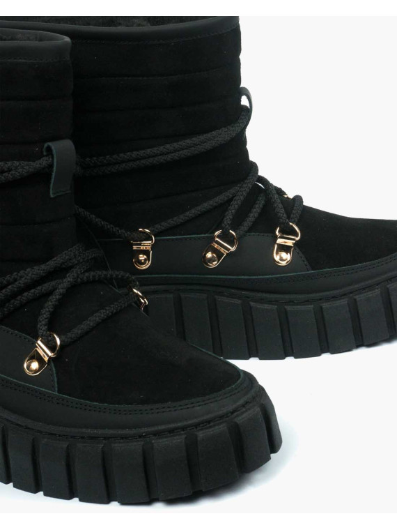 Czarne śniegowce damskie skórzane