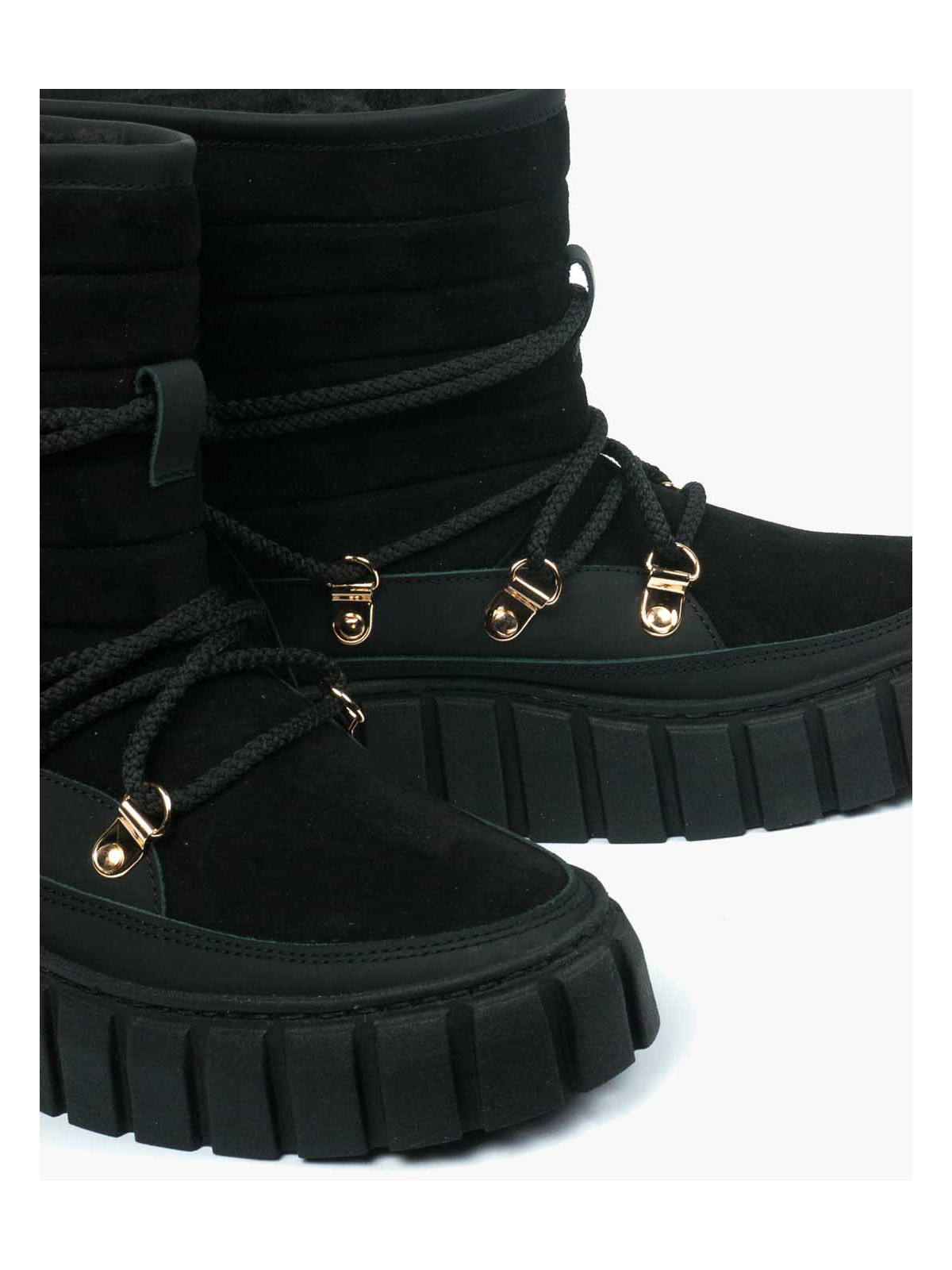 Czarne śniegowce damskie skórzane