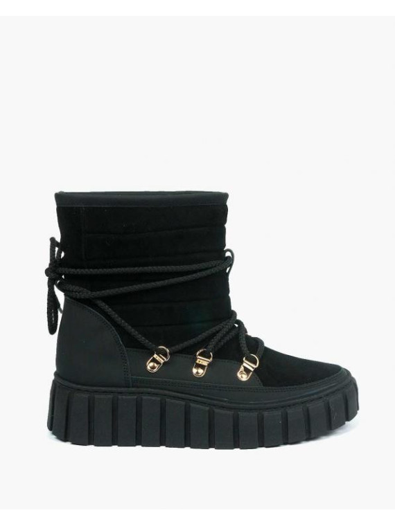 Czarne śniegowce damskie skórzane