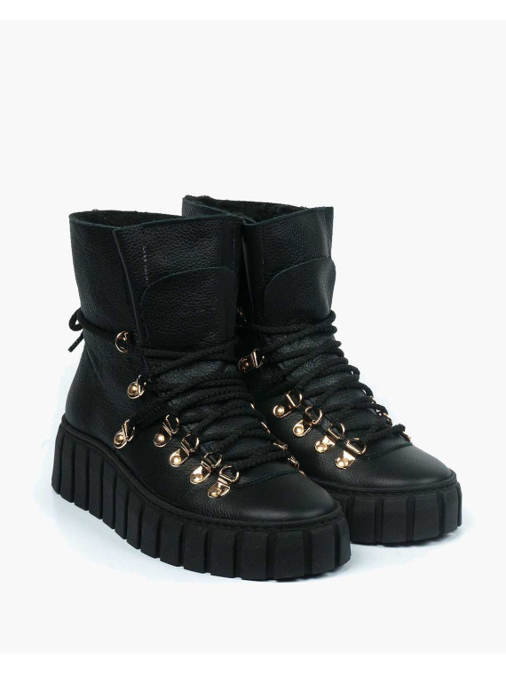 Czarne śniegowce damskie skórzane