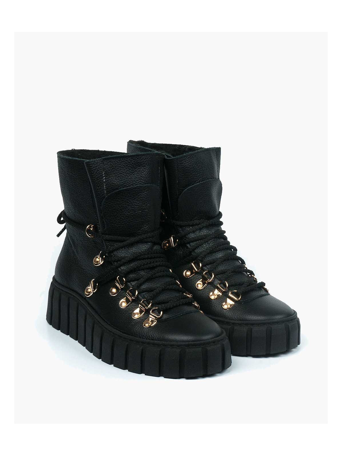 Czarne śniegowce damskie skórzane