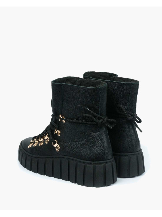 Czarne śniegowce damskie skórzane