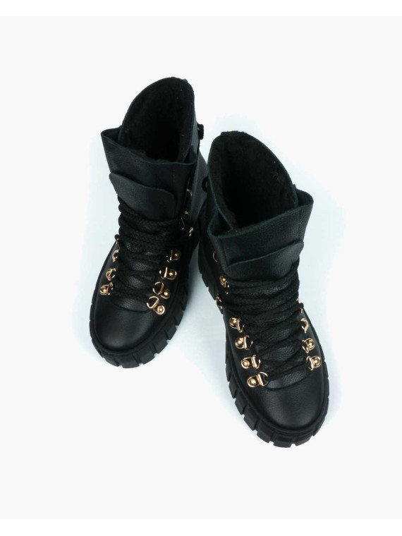 Czarne śniegowce damskie skórzane