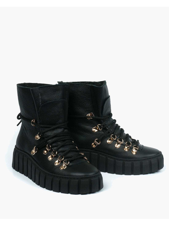 Czarne śniegowce damskie skórzane