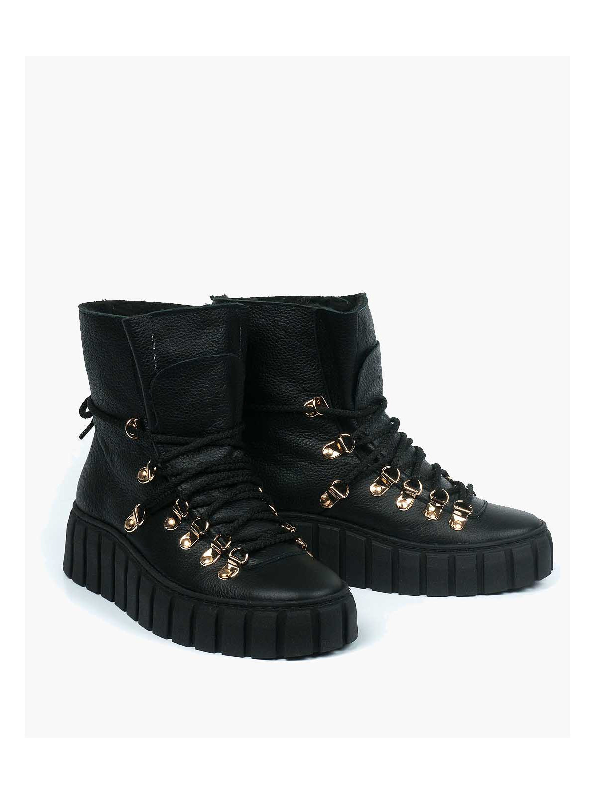 Czarne śniegowce damskie skórzane