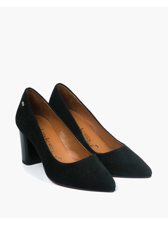 Czarne czółenka damskie skórzane