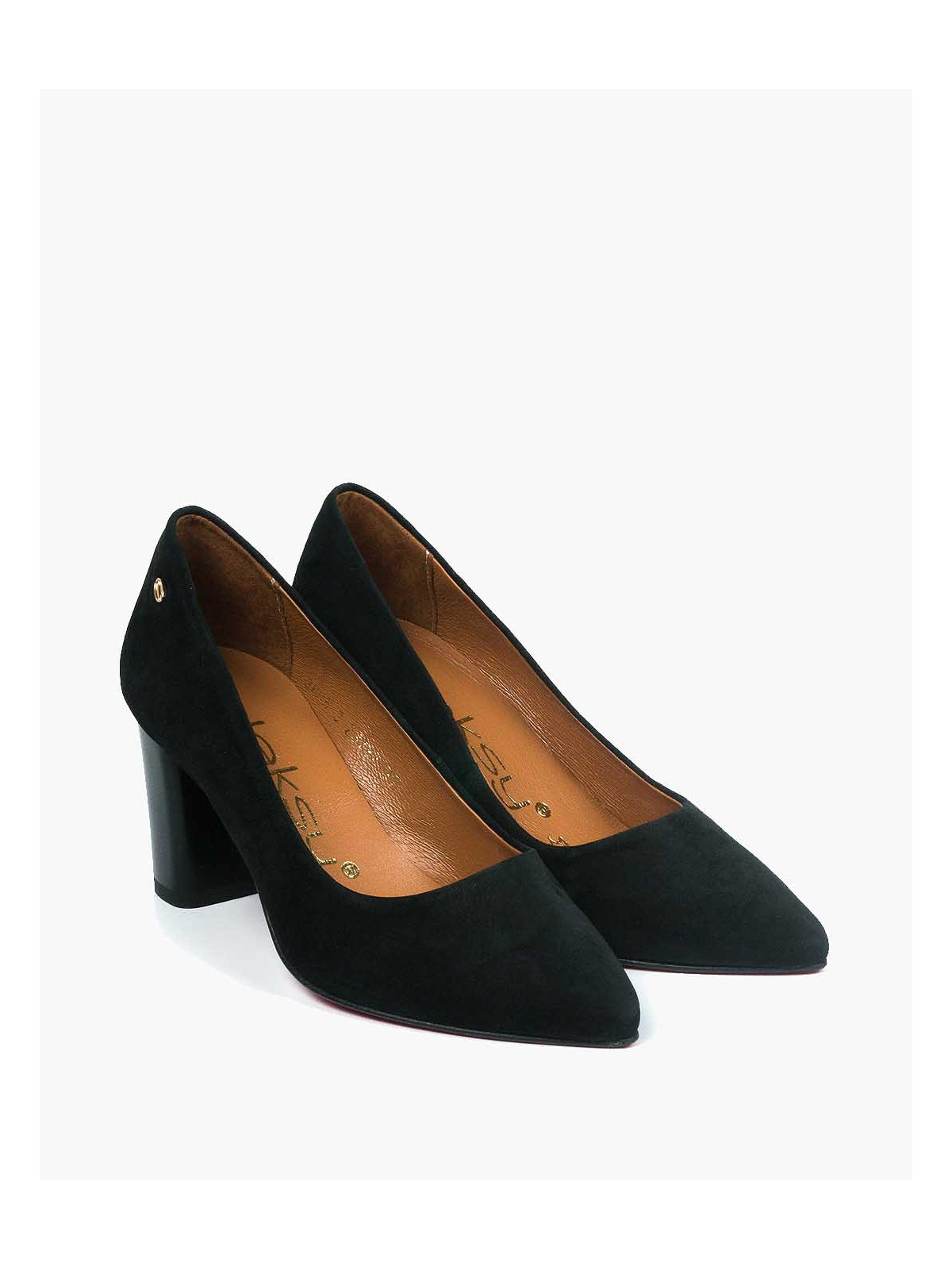 Czarne czółenka damskie skórzane