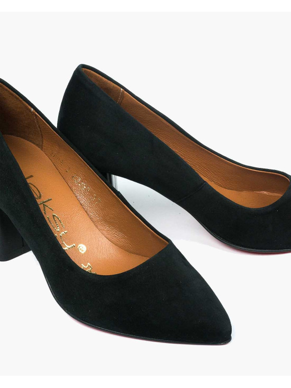 Czarne czółenka damskie skórzane