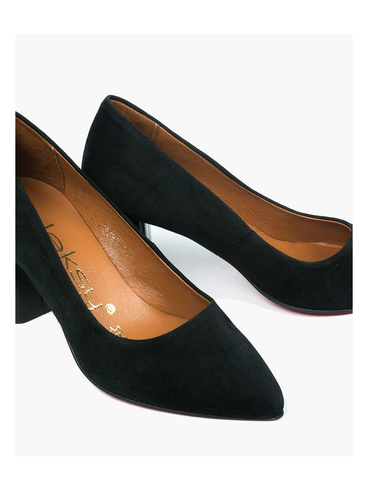 Czarne czółenka damskie skórzane