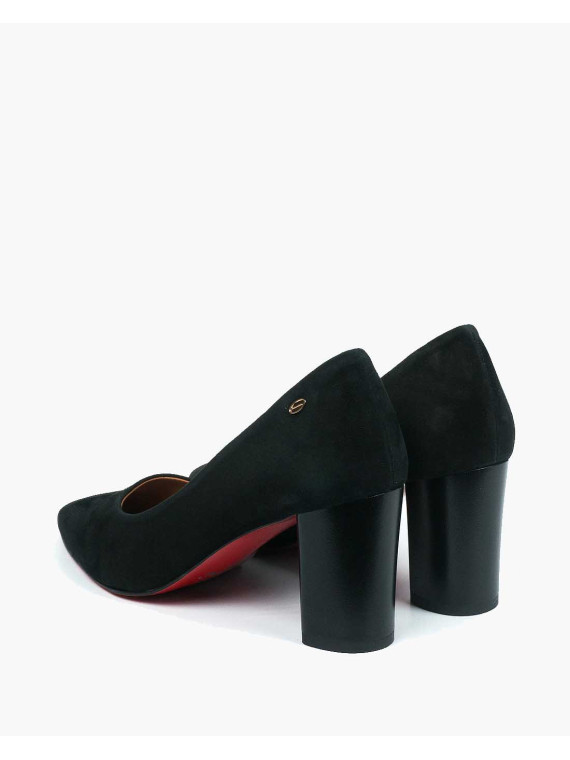 Czarne czółenka damskie skórzane