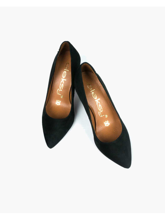 Czarne czółenka damskie skórzane