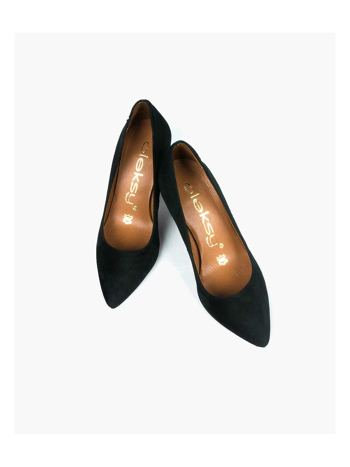 Czarne czółenka damskie skórzane