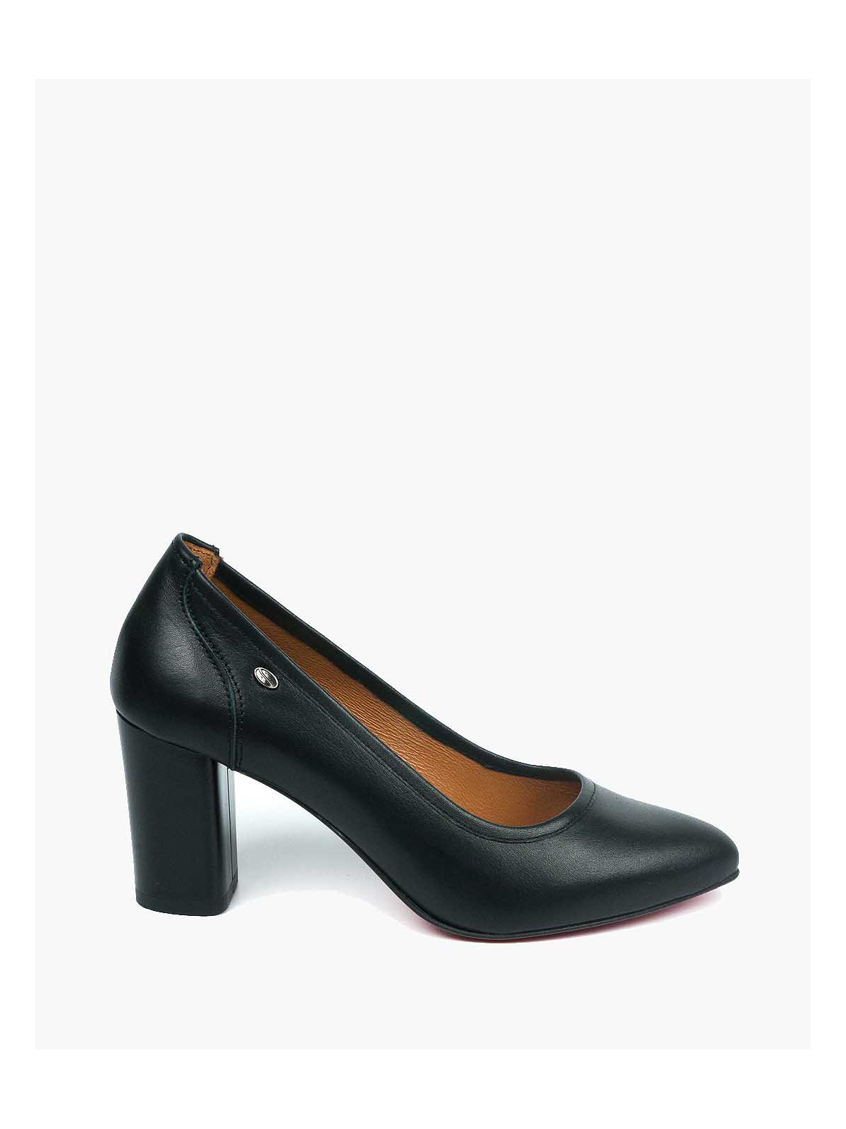 Czarne czółenka damskie skórzane