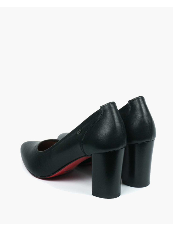 Czarne czółenka damskie skórzane