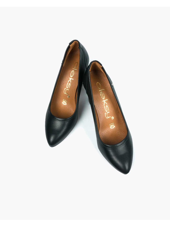 Czarne czółenka damskie skórzane