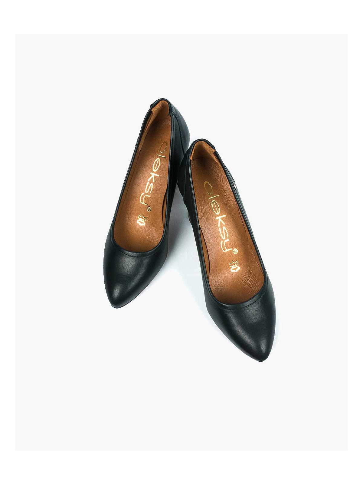 Czarne czółenka damskie skórzane