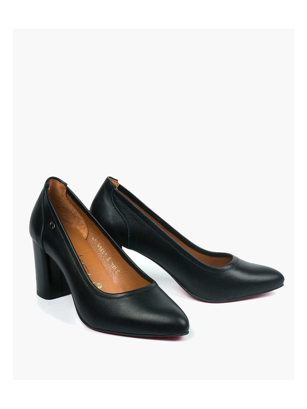 Czarne czółenka damskie skórzane