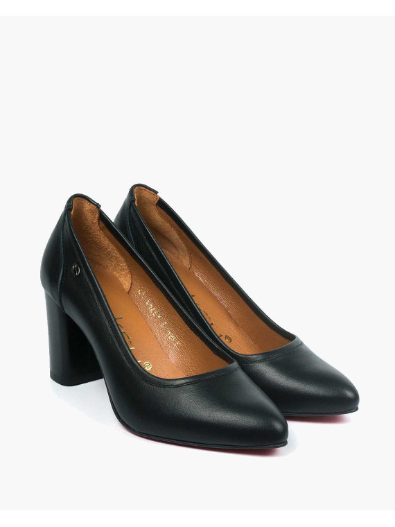 Czarne czółenka damskie skórzane