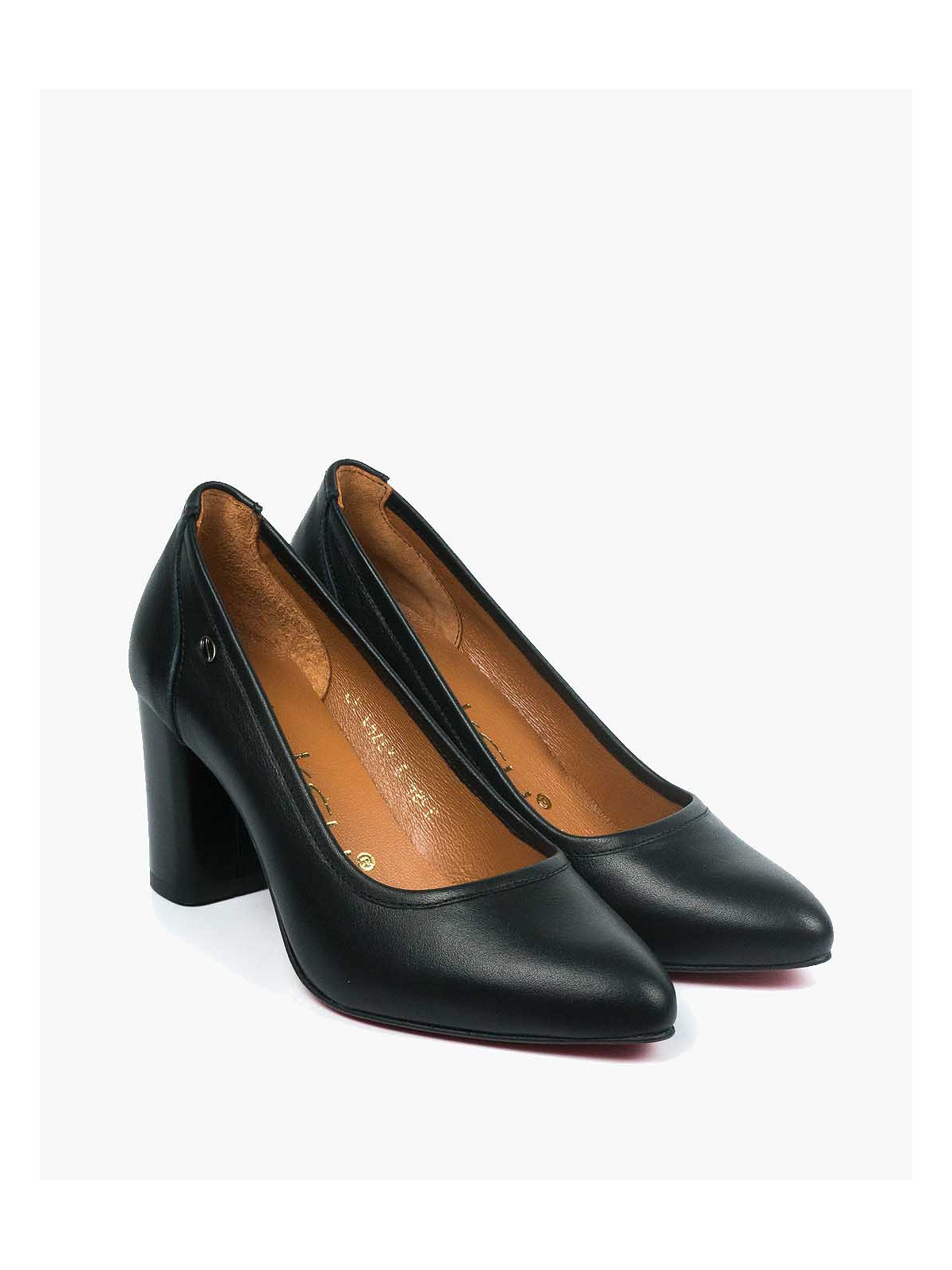 Czarne czółenka damskie skórzane