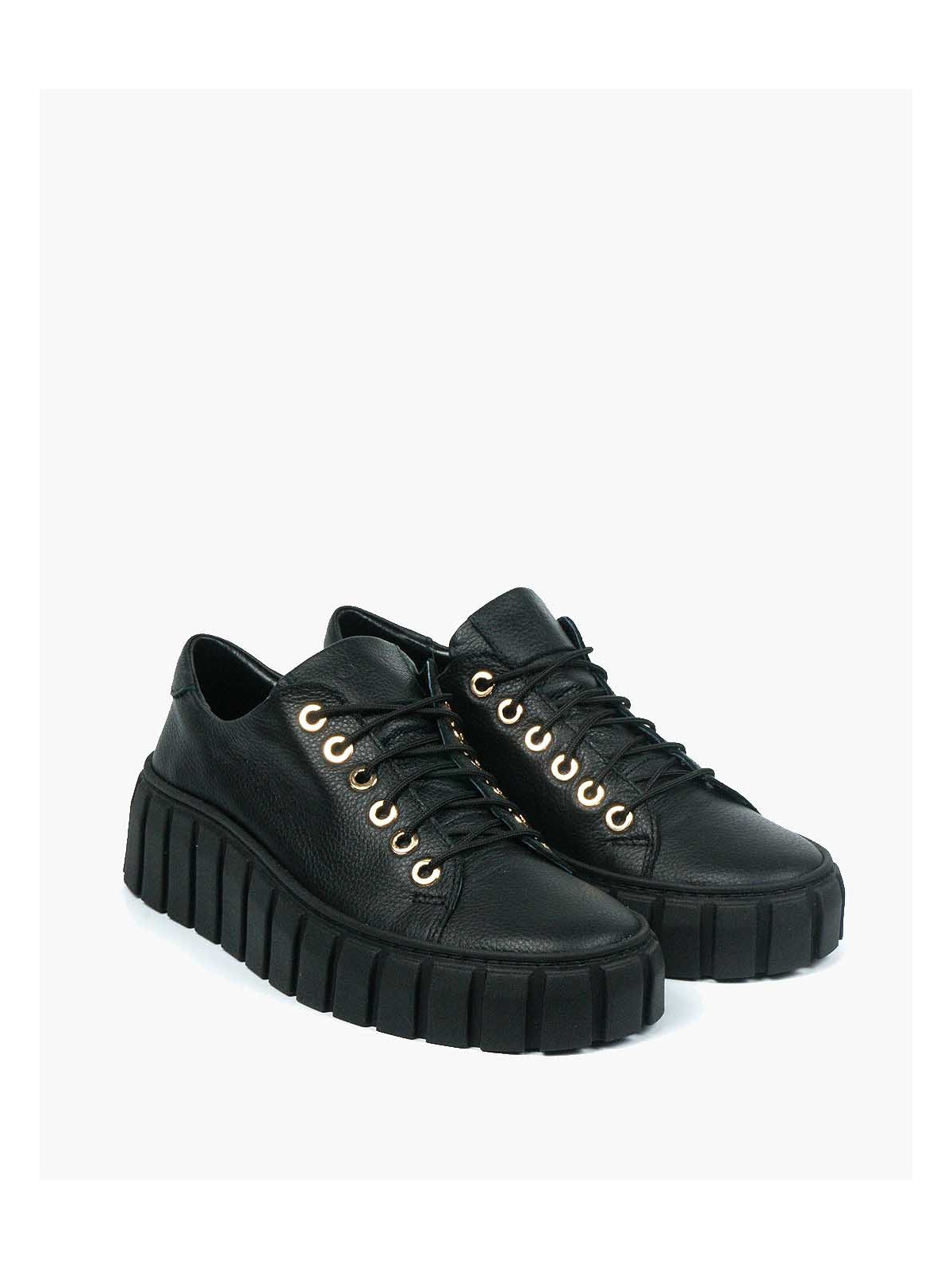 Czarne trampki damskie skórzane