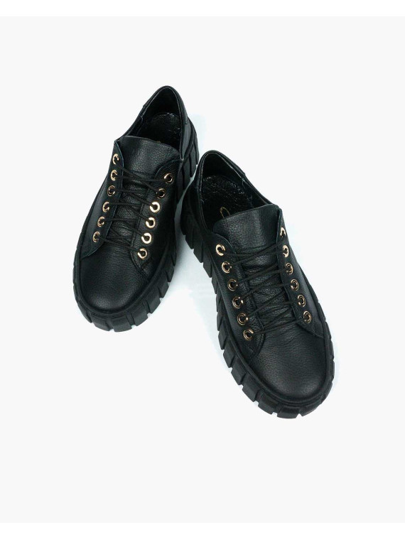 Czarne trampki damskie skórzane