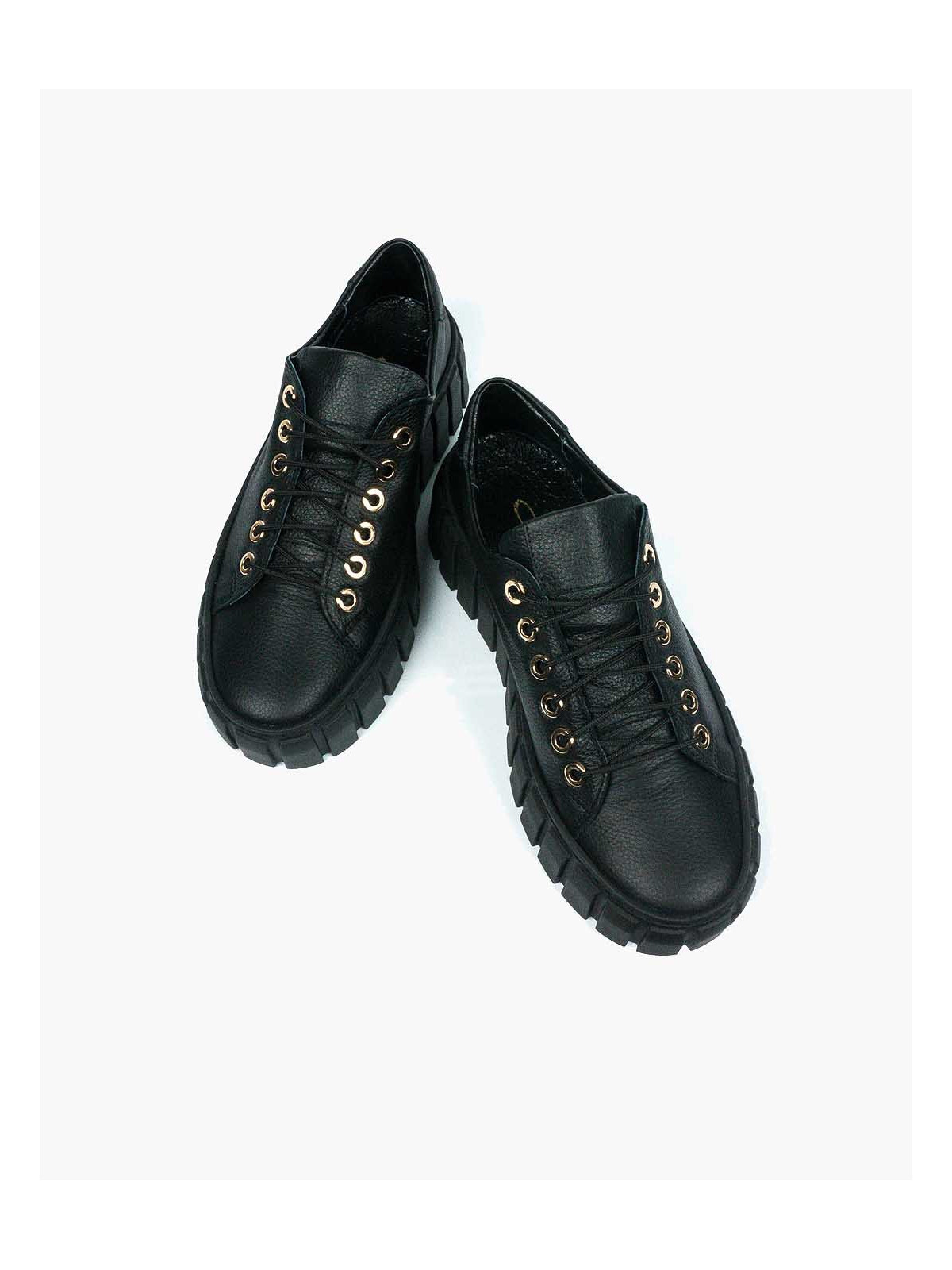 Czarne trampki damskie skórzane