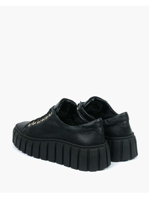 Czarne trampki damskie skórzane