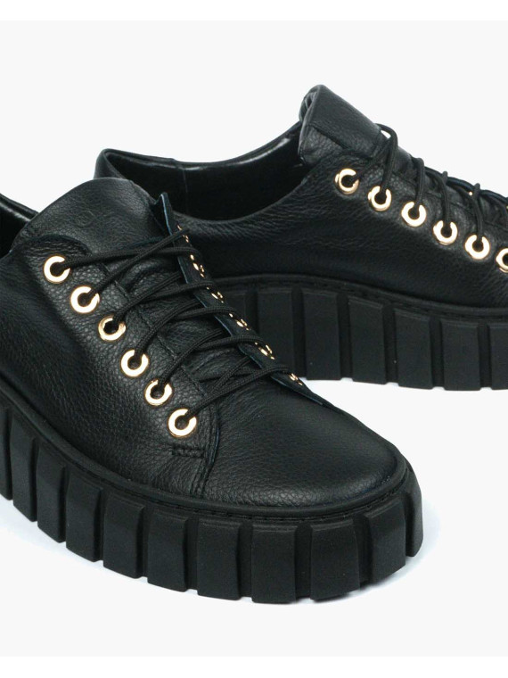 Czarne trampki damskie skórzane