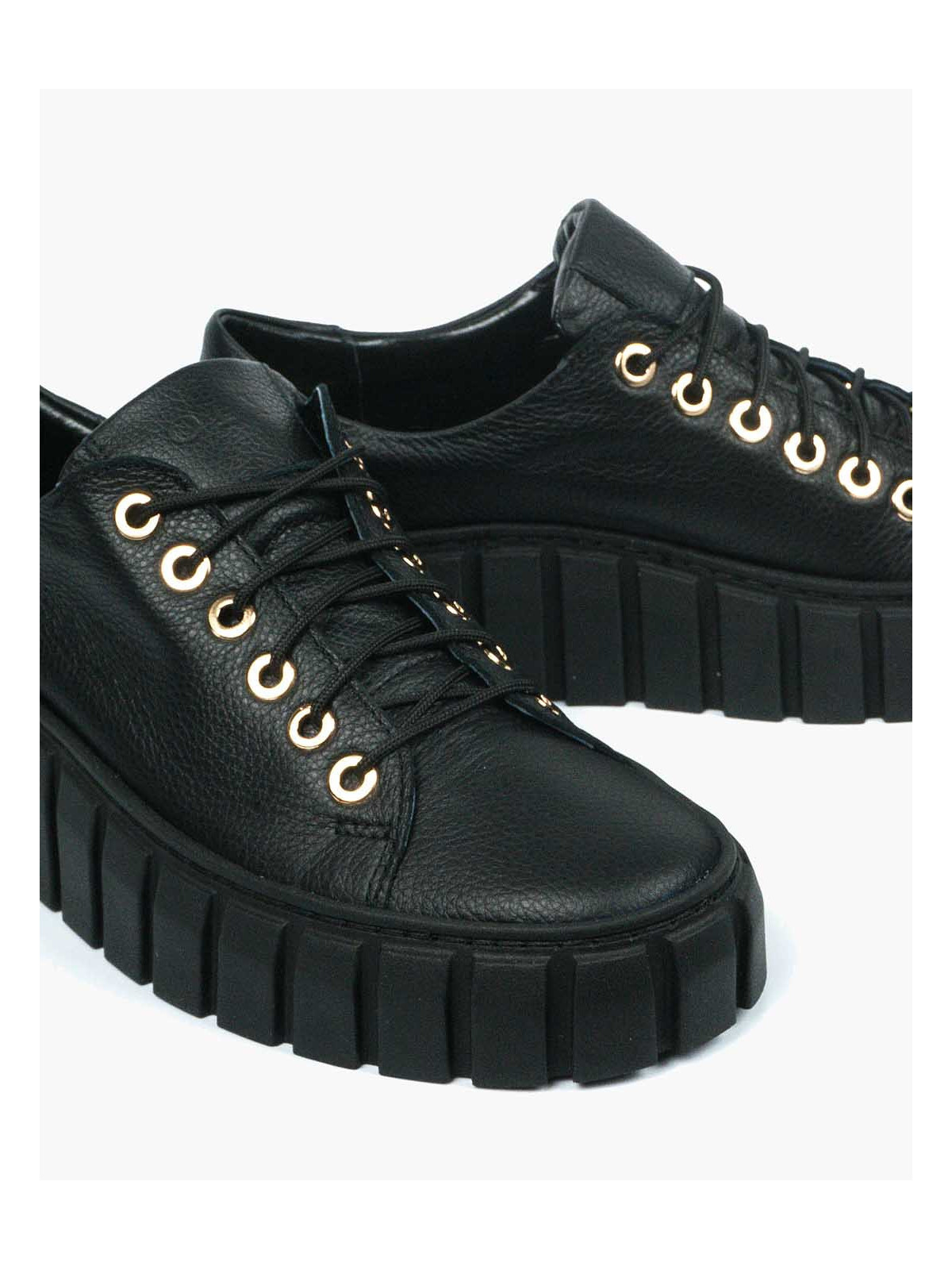 Czarne trampki damskie skórzane