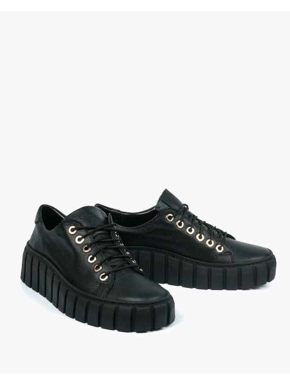 Czarne trampki damskie skórzane