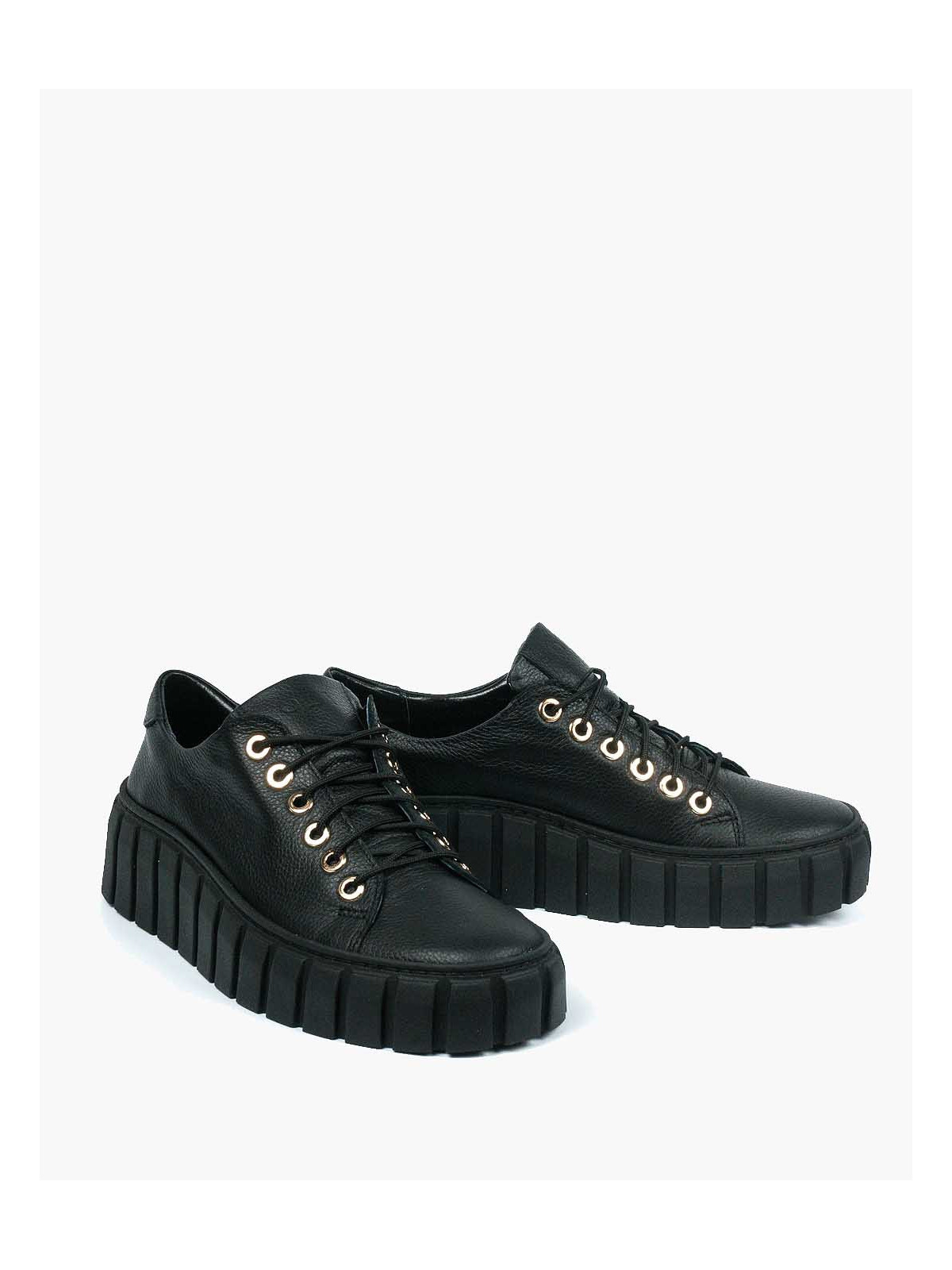 Czarne trampki damskie skórzane