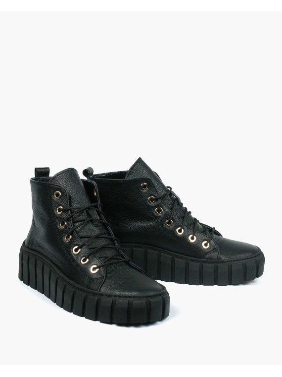 Czarne trampki damskie skórzane