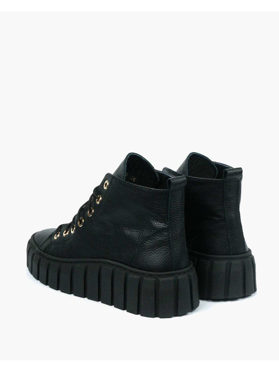 Czarne trampki damskie skórzane