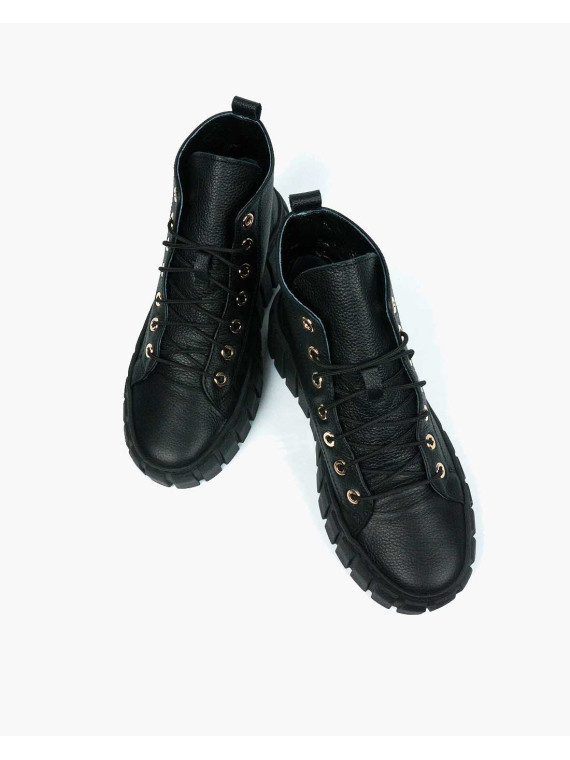 Czarne trampki damskie skórzane