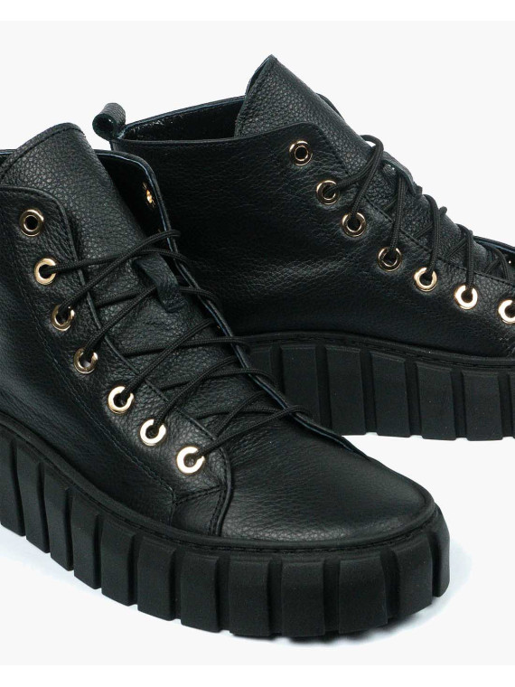 Czarne trampki damskie skórzane