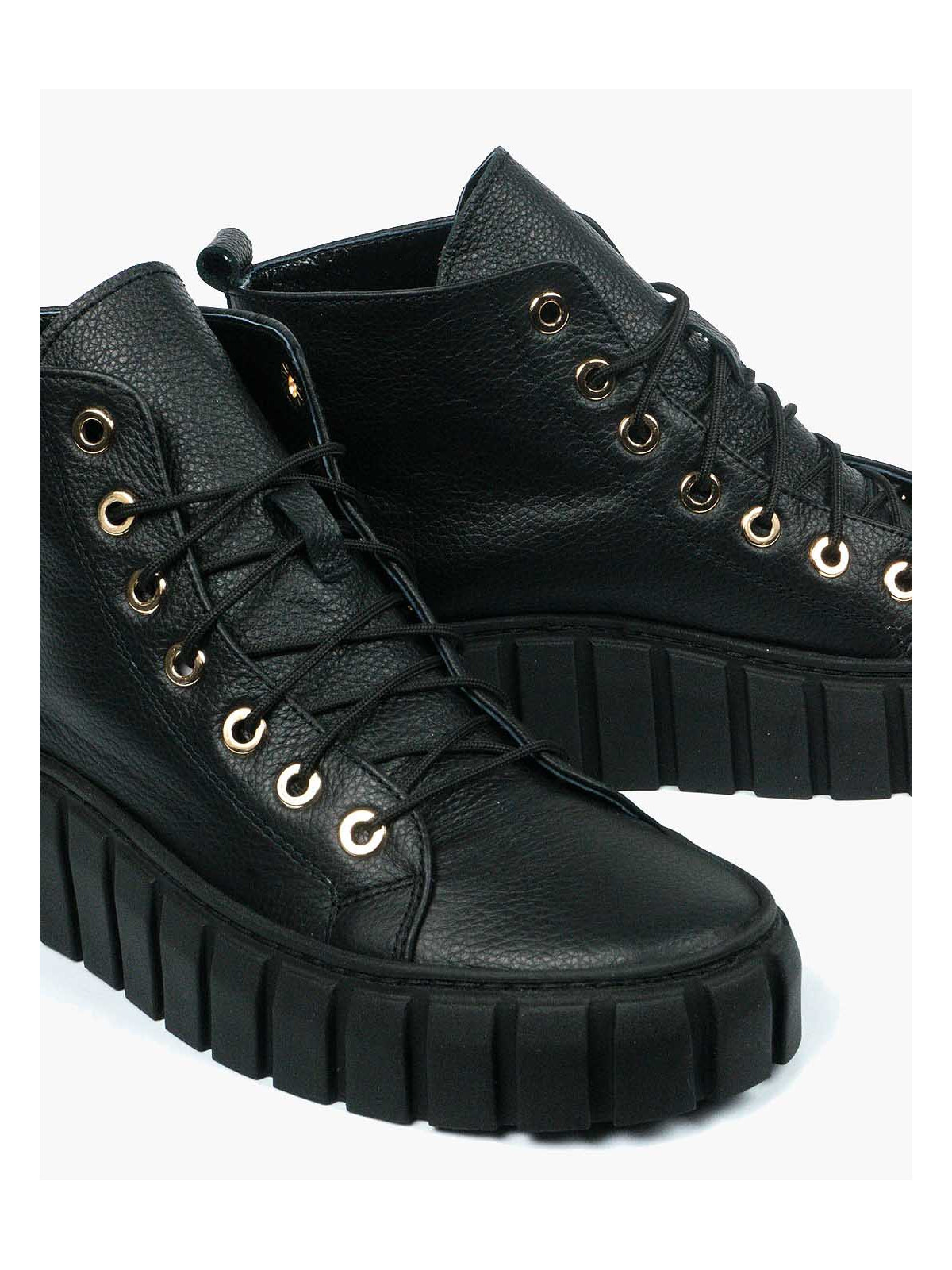 Czarne trampki damskie skórzane