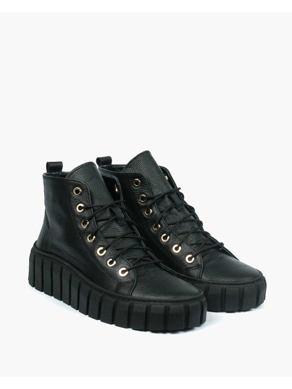 Czarne trampki damskie skórzane