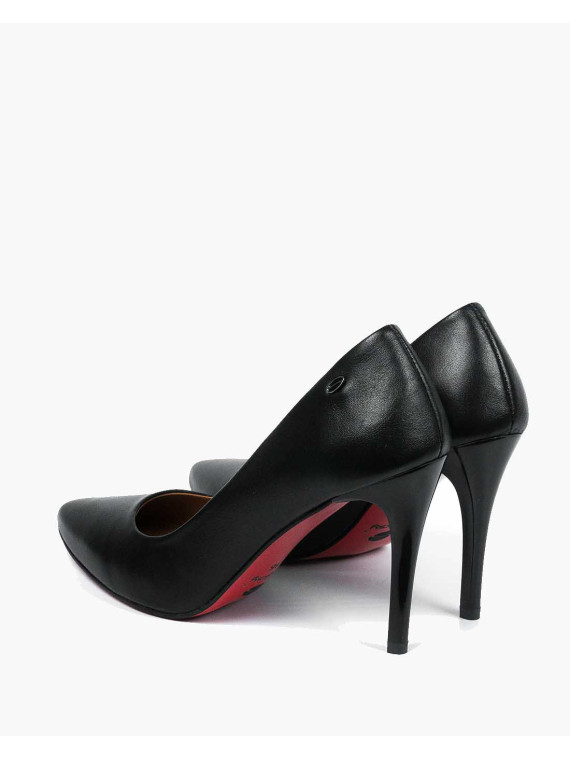 Czarne czółenka damskie skórzane