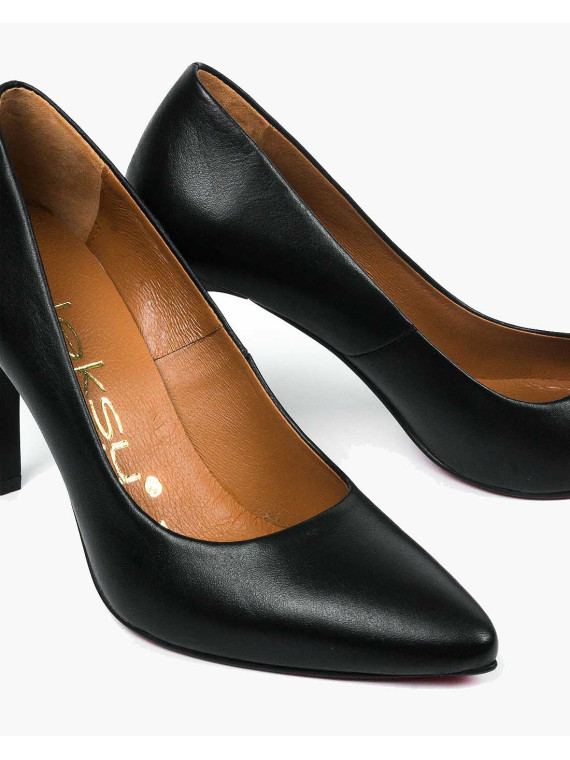 Czarne czółenka damskie skórzane