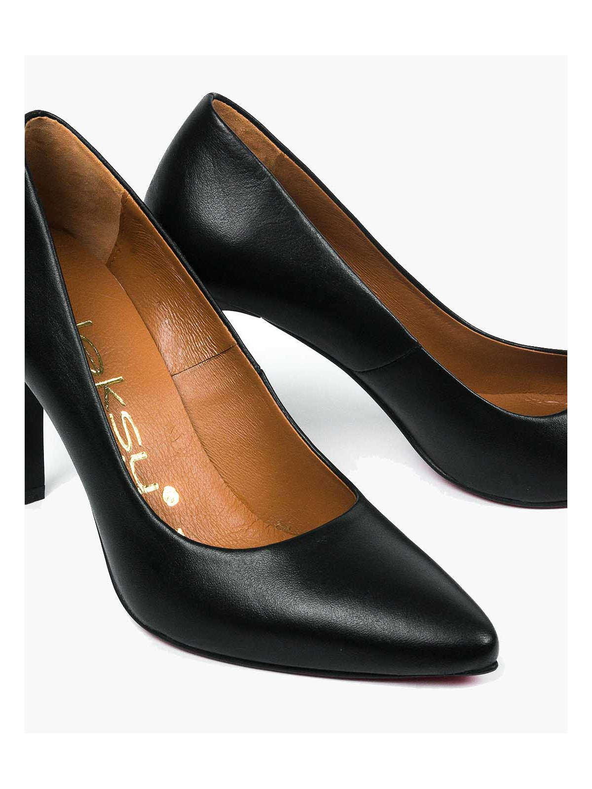 Czarne czółenka damskie skórzane