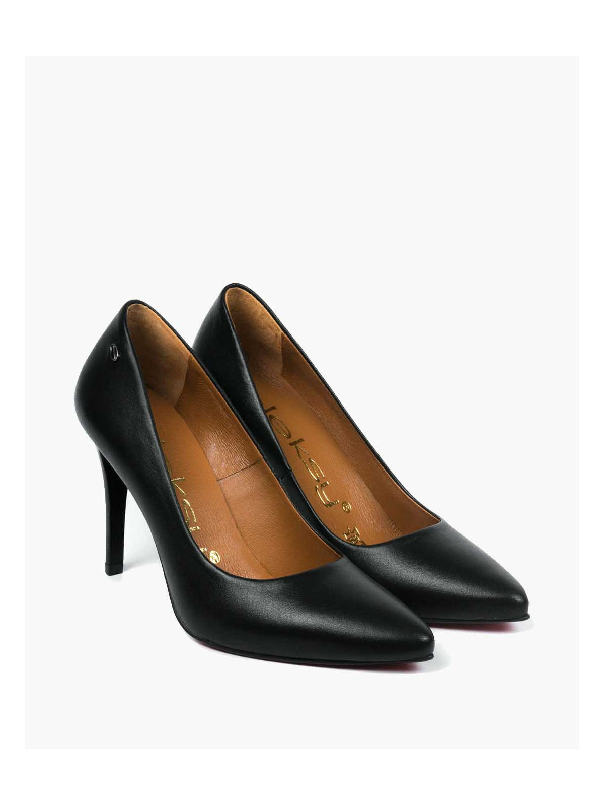 Czarne czółenka damskie skórzane