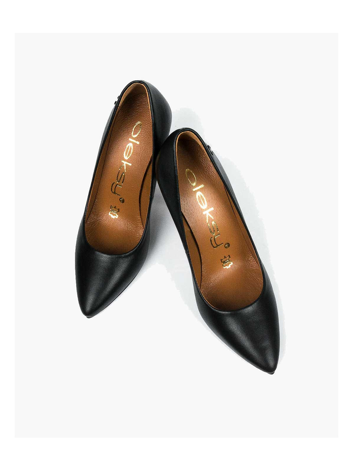 Czarne czółenka damskie skórzane