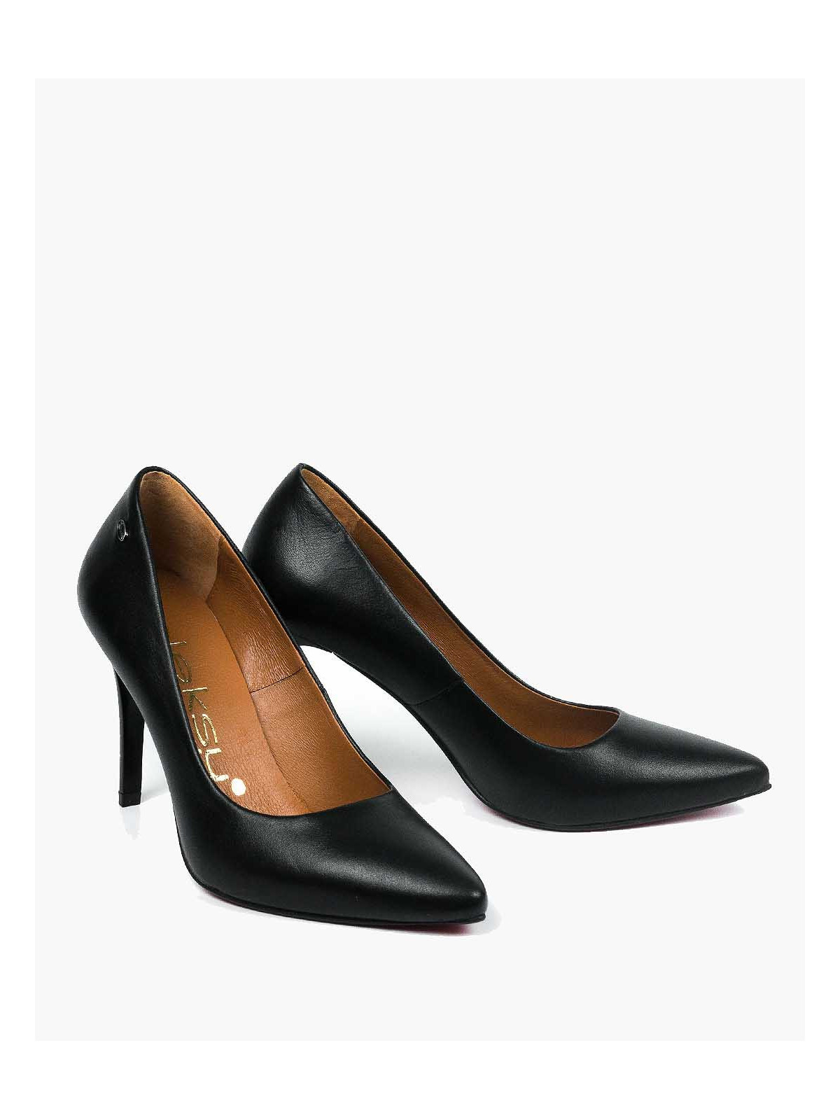 Czarne czółenka damskie skórzane