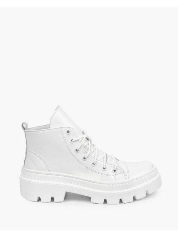 Białe trapery damskie skórzane