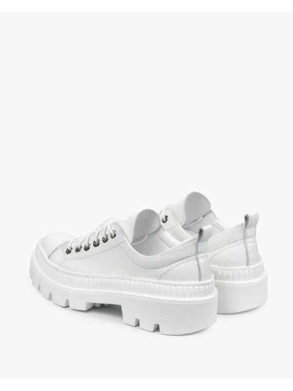 Białe trapery damskie skórzane