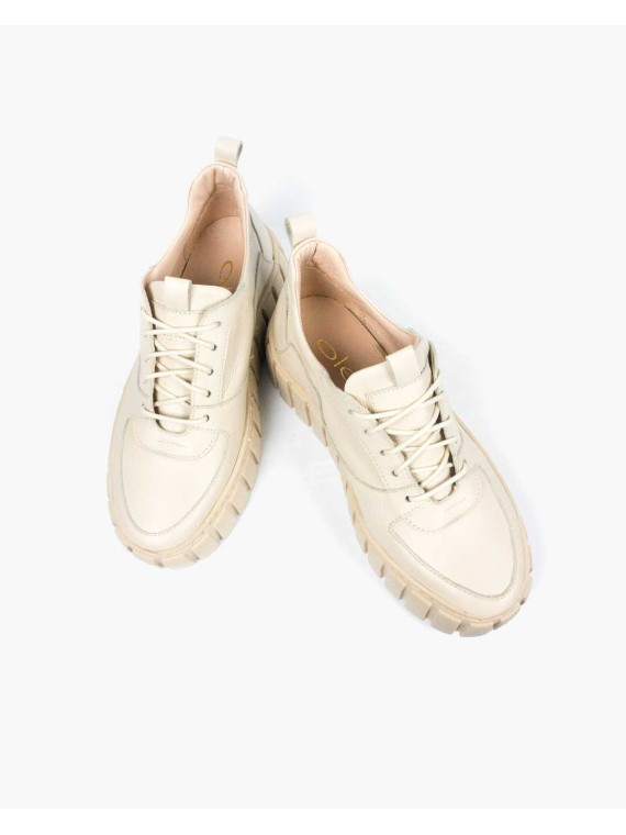 Beżowe trampki damskie skórzane