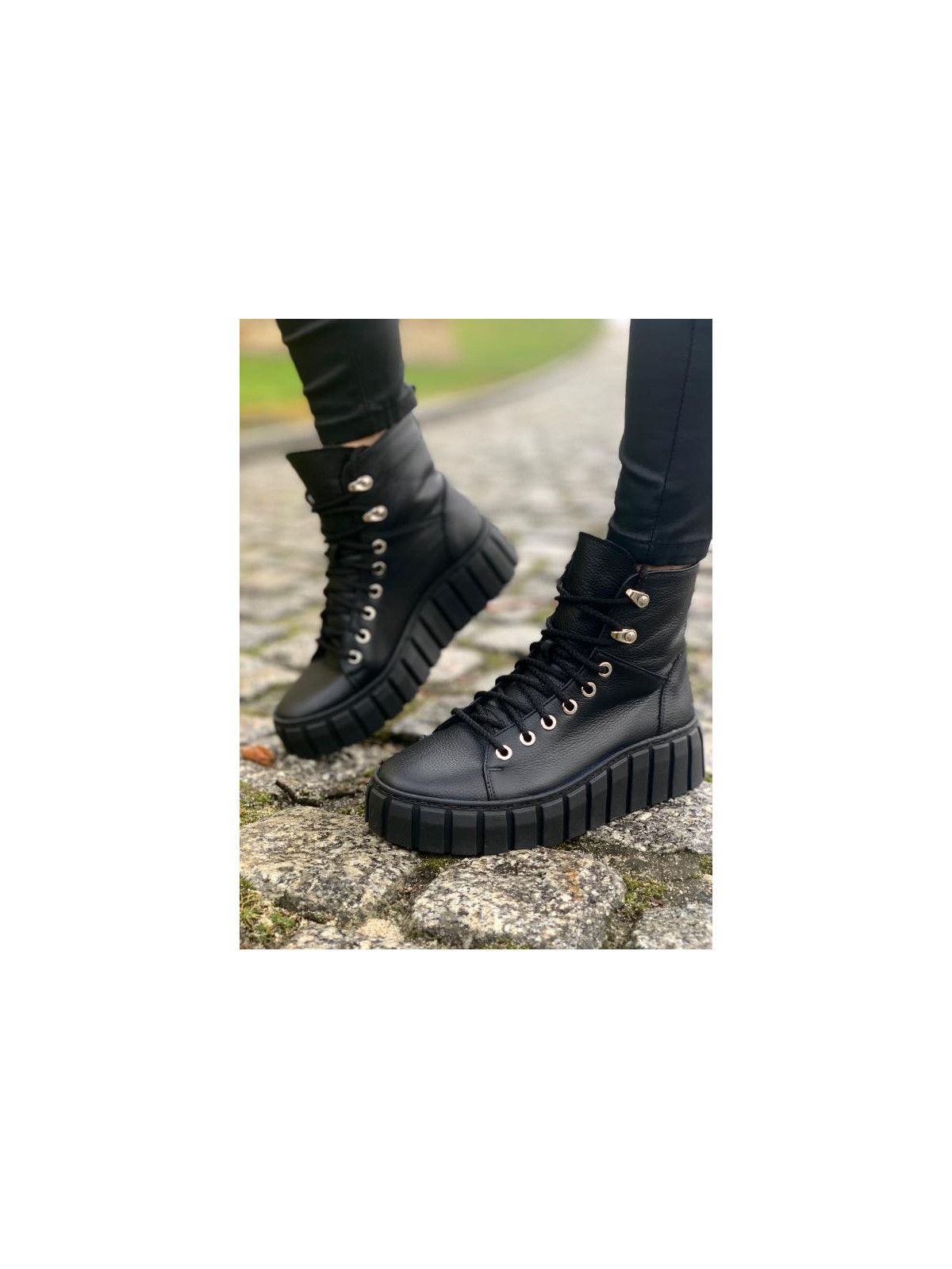 Czarne trampki damskie skórzane