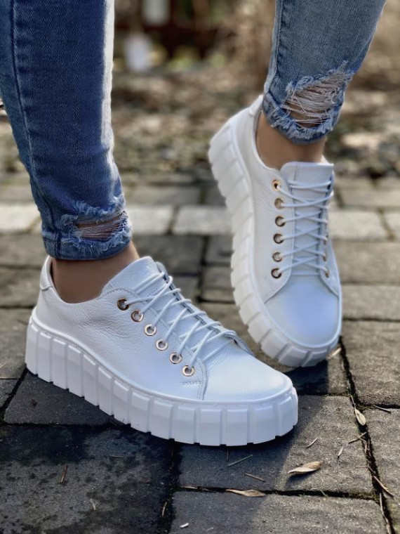 Białe trampki damskie skórzane